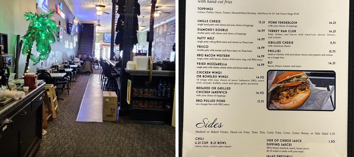 Diamond's Bistro & Gaming Menu
