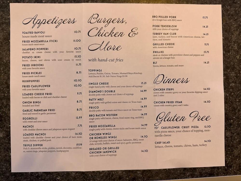 Diamond's Bistro & Gaming Menu image 2